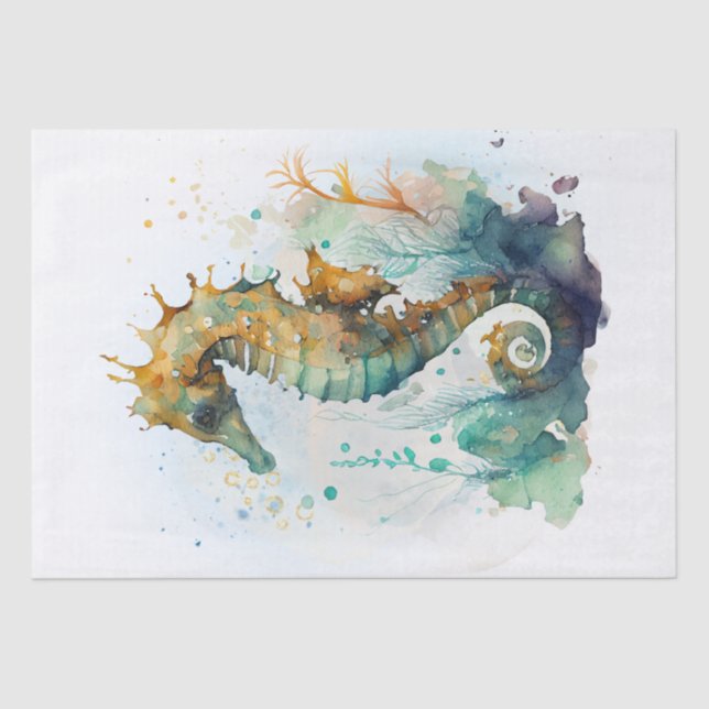 Sea Horse Watercolor Tissue Paper (Front)