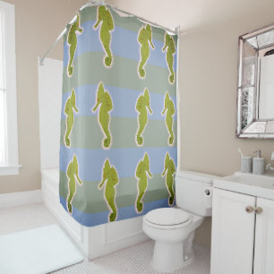 Sea horses 7 stripes art Shower Curtain