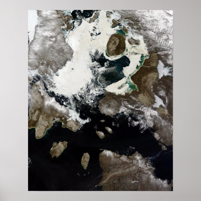 Sea ice and sediment visible in Nunavut, Canada Poster (Front)