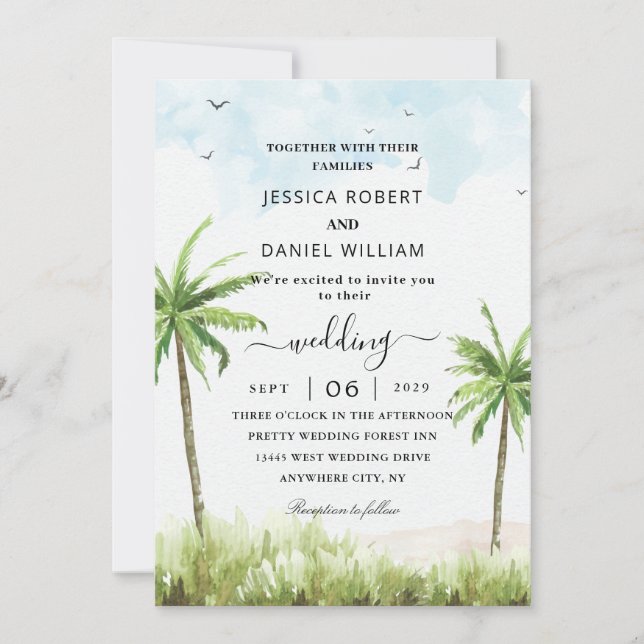 Sea Island wedding invitations zazzle (Front)