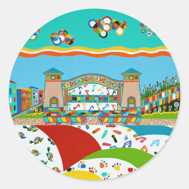 Sea Isle Band Shell Round Sticker (Front)