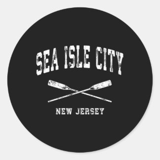 Sea Isle City New Jersey Nautical Crossed Oars Classic Round Sticker