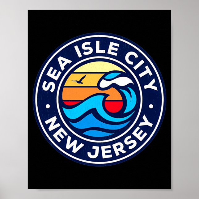 Sea Isle City New Jersey Nj Nautical Waves 5 T Shi Poster (Front)