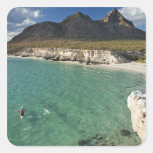 Sea kayaker on the Gulf of California at Isla Square Sticker