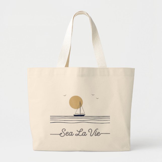 Sea La Vie Large Tote Bag (Front)