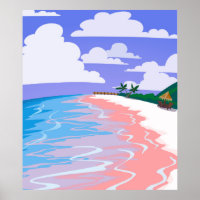 Sea landscape of tropical beach with pink sand,  b