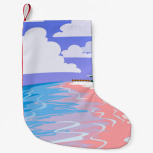 Sea landscape of tropical beach with pink sand,  b small christmas stocking