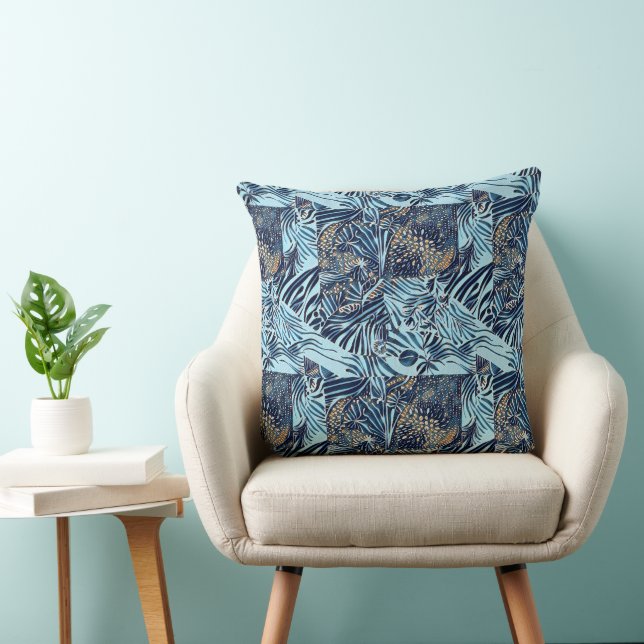 Sea life and botanical abstract pattern design cushion (Chair)