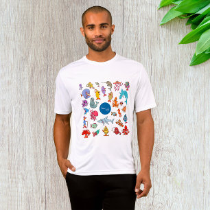 Sea Life Animals Colourful Ocean Characters T-Shirt