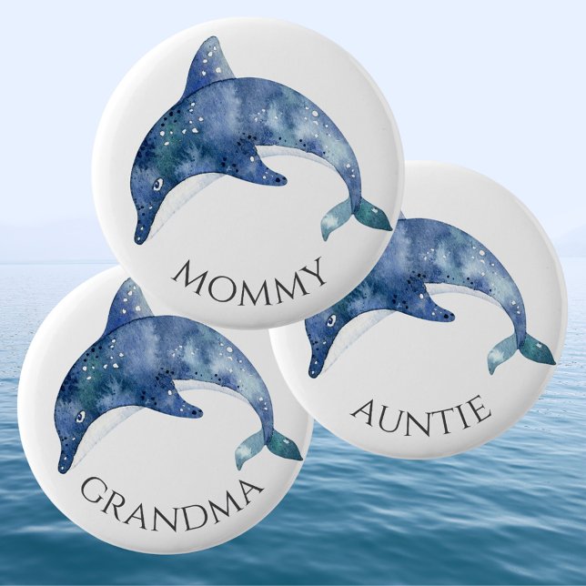 Sea Life Baby Shower Button Auntie - Aunt (Creator Uploaded)