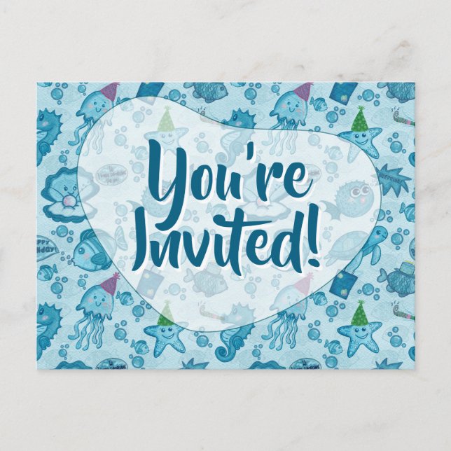 Sea Life Birthday Invitation Postcard (Front)
