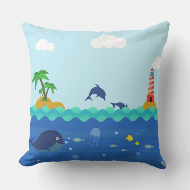 Sea Life Decorative Pillow (Front)