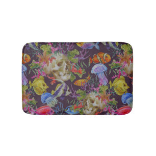 Sea Life Grunge Pattern Bath Mat
