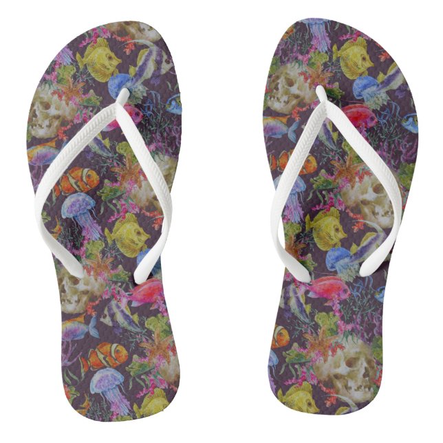 Sea Life Grunge Pattern Jandals (Footbed)