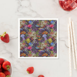 Sea Life Grunge Pattern Napkin