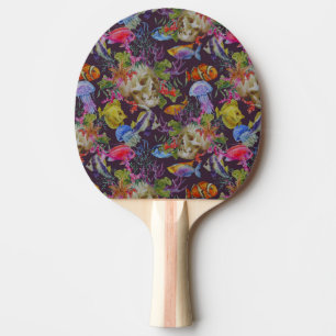 Sea Life Grunge Pattern Ping Pong Paddle