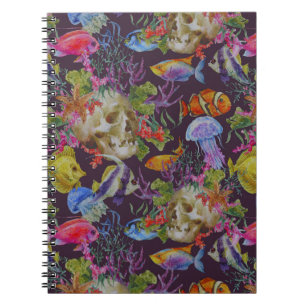 Sea Life Grunge Pattern Spiral Notebook