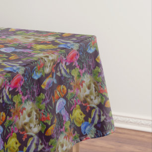 Sea Life Grunge Pattern Tablecloth