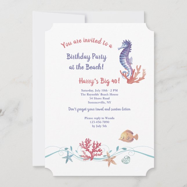 Sea Life Invitation (Front)