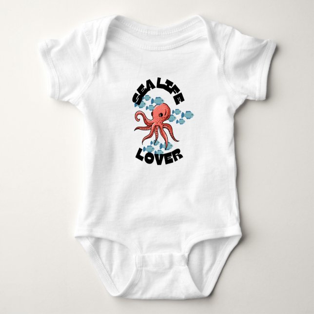 sea life lover octopus Baby Jersey Bodysuit (Front)