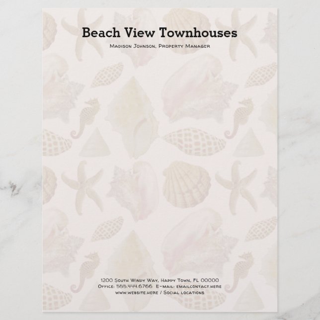 Sea Life Pattern Background Custom Letterhead (Front)