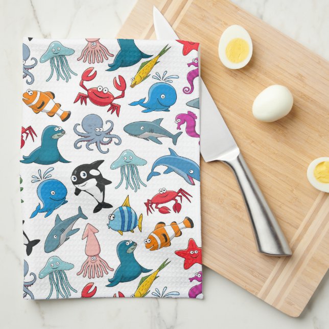 Sea Life Tea Towel (Quarter Fold)