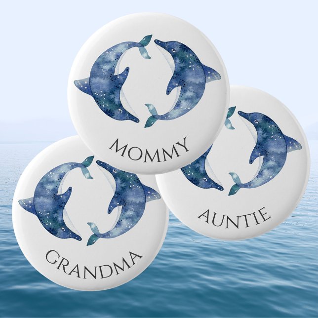 Sea Life Twins Baby Shower Button Auntie - Aunt (Creator Uploaded)