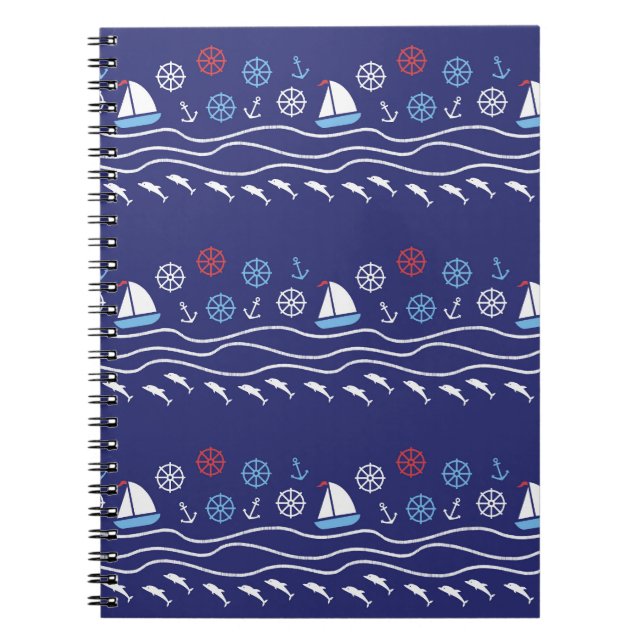 Sea Life: Vintage Seamless Pattern Notebook (Front)