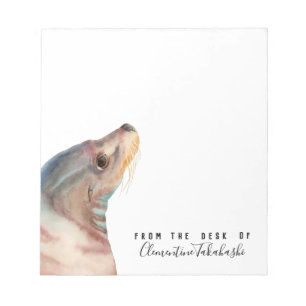 Sea Lion Animal Art   Add Your Name Notepad