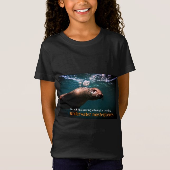 Sea lion blowing bubbles underwater T-Shirt (Front)