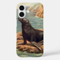 Sea Lion by the Seashore, Vintage Marine Mammals