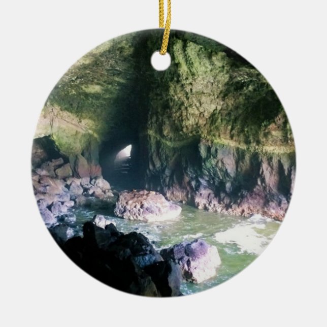 Sea Lion Cave, OR Ceramic Tree Decoration (Front)