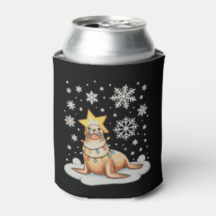 Sea Lion Christmas Tree Lights Xmas Holiday Snow Can Cooler