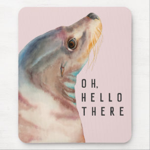 Sea Lion Illustration   Add Your Funny Text Mouse Pad