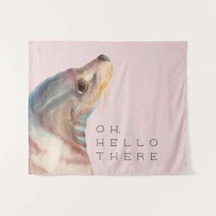Sea Lion Illustration   Add Your Funny Text Tapestry