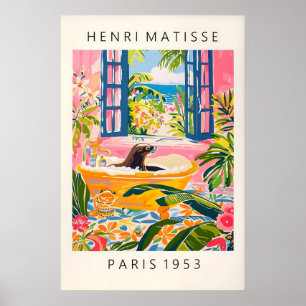 Sea Lion in Bathtub Art Print Funny Matisse Style
