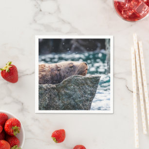 Sea Lion In Resurrection Bay, Alaska Napkin