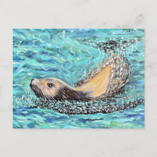 Sea Lion Painting Postcard