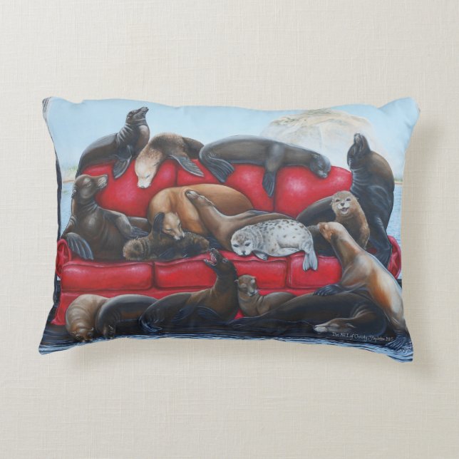 Sea Lion Serenity by TACS accent pillow (Back)