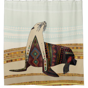 sea lion shower curtain