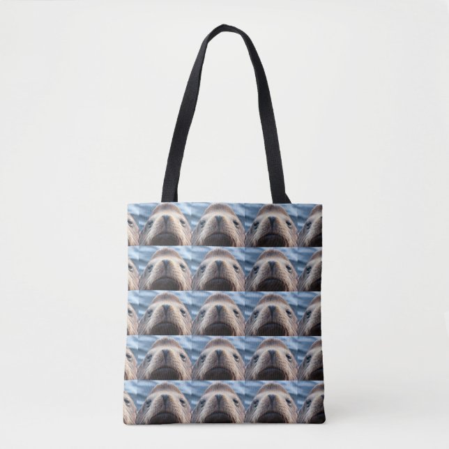 Sea Lion with a Heart Shape Nose Tote Bag (Front)