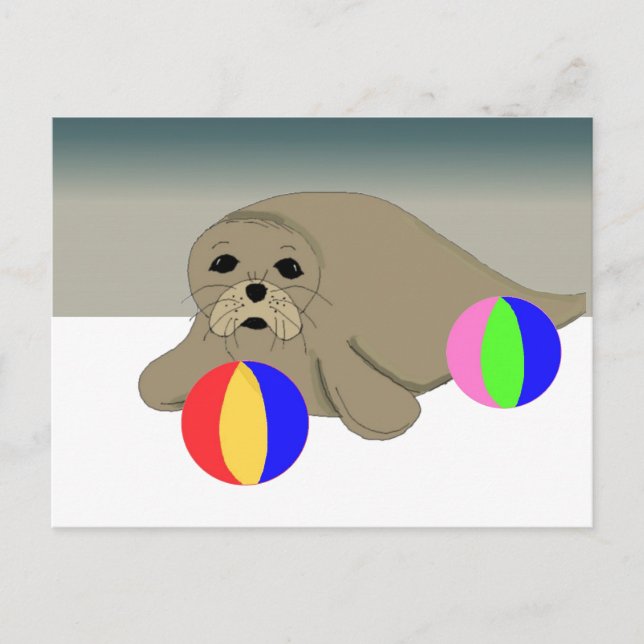 Sea  Lion with Beach Balls Postcard (Front)