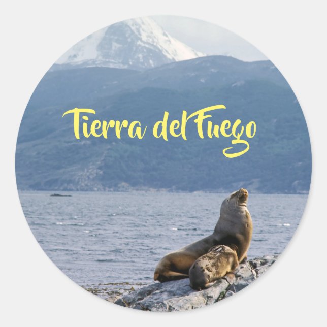 Sea lions in beagle channel - Argentina Classic Round Sticker (Front)