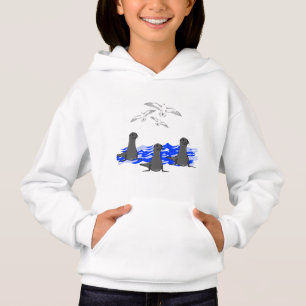 Sea Lions Ocean & Seagulls Girls Hoodie