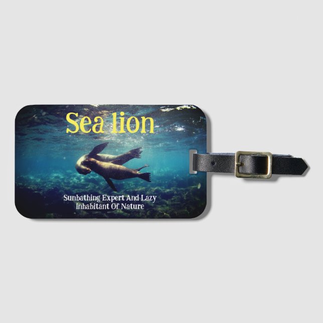 Sea Lions Underwater Luggage Tag (Front Horizontal)