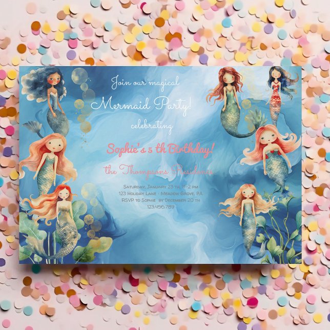 Sea mermaids birthday invitation (Creator Uploaded)