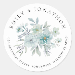 Sea Mist Florals Return Name Address Classic Round Sticker