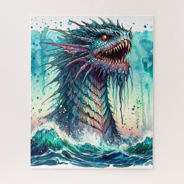Sea Monster Rising From Ocean Jigsaw Puzzle (Vertical)
