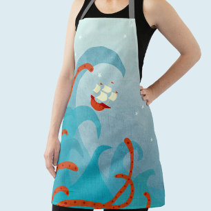 Sea Monster Sailing Boat Apron