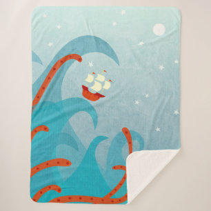 Sea Monster Sailing Sherpa Blanket